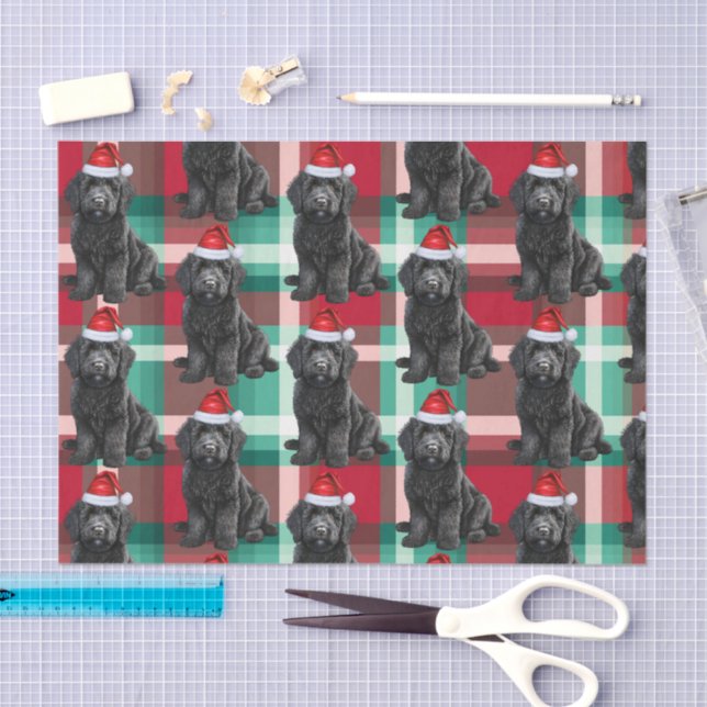 Papier Mousseline Red Green Plaid Labradooda Chien Noël (Artisanat)
