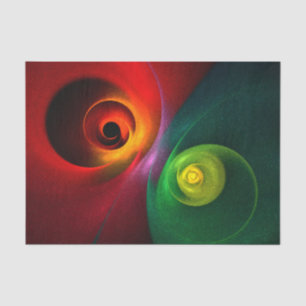 Papier Mousseline Red Green Yin Yang Moderne Motif d'art Abstrait #2