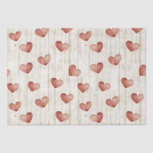Papier Mousseline Red Hearts Faux Wood
