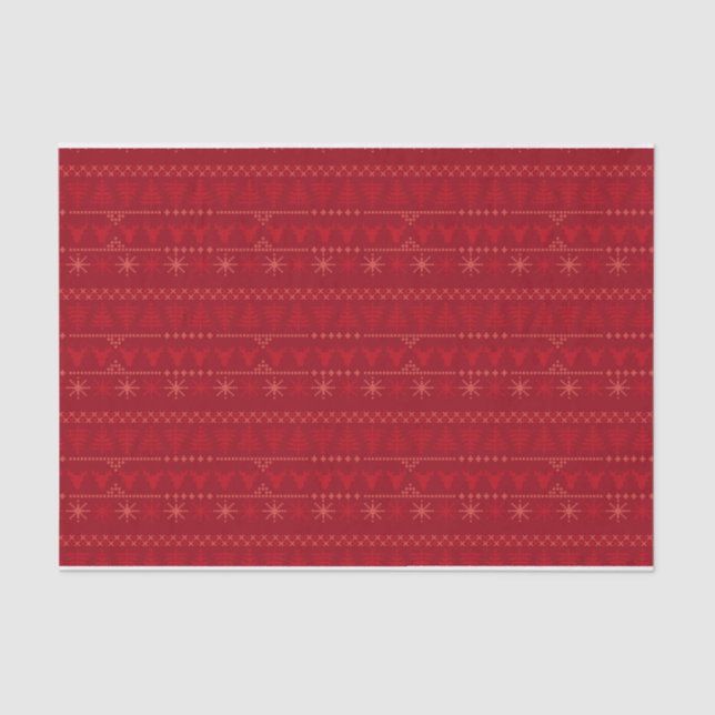 Papier Mousseline Red Nordic Motif Noël Cadeau papier de tissus (Recto)