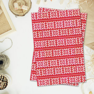 Papier Mousseline Red Nordic Snowflake Ugly Christmas Sweat Party