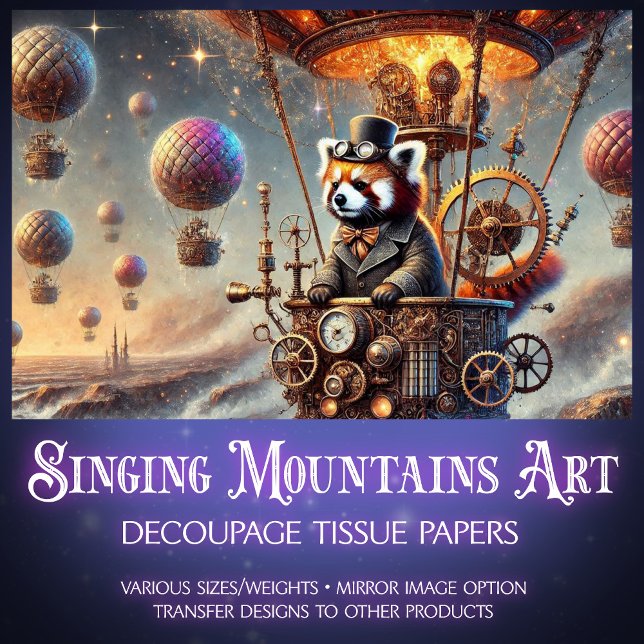 Papier Mousseline Red Panda Mécanique Gothique Wonderland Découpage (Créateur téléchargé)