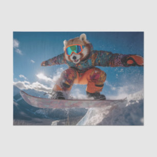 Papier Mousseline Red Panda Snowboard en combinaison de neige coloré