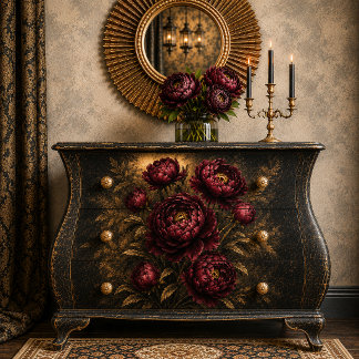 Papier Mousseline red Peony Bouquet Art Print | Dark Moody Botanic