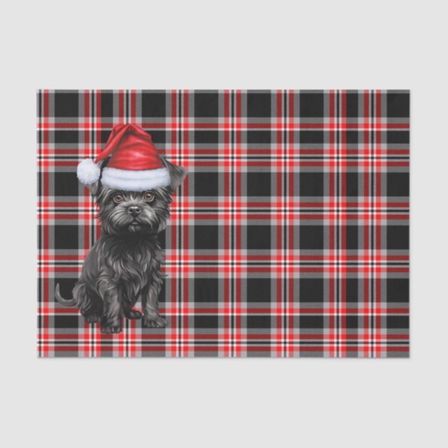 Papier Mousseline Red Plaid Christmas Affenpinscher Dog Holiday (Recto)