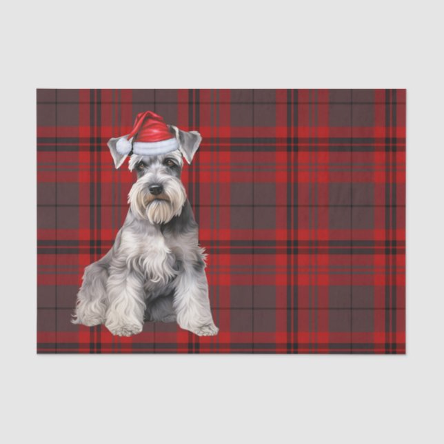 Papier Mousseline Red Plaid Christmas Schnauzer Dog Holiday (Recto)