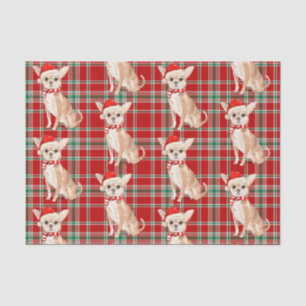 Papier Mousseline Red Plaid et Tan Chihuahua Christmas