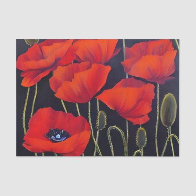 Papier Mousseline Red Poppies Art Plante (Recto)