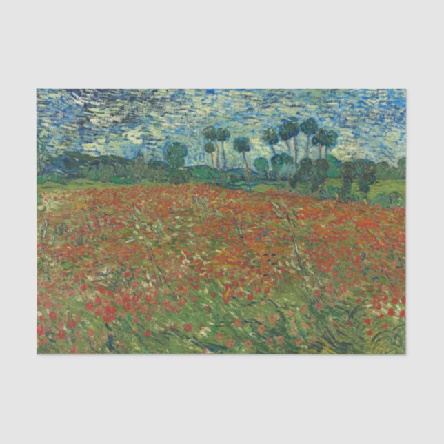 Papier Mousseline Red Poppy Field par Vincent Van Gogh (Recto)