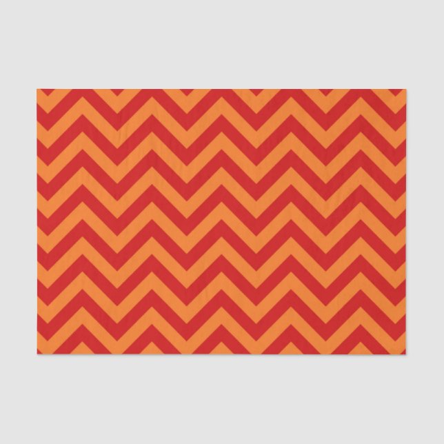 Papier Mousseline Red, Pumkin Orange Large Chevron Zig Zag (Recto)