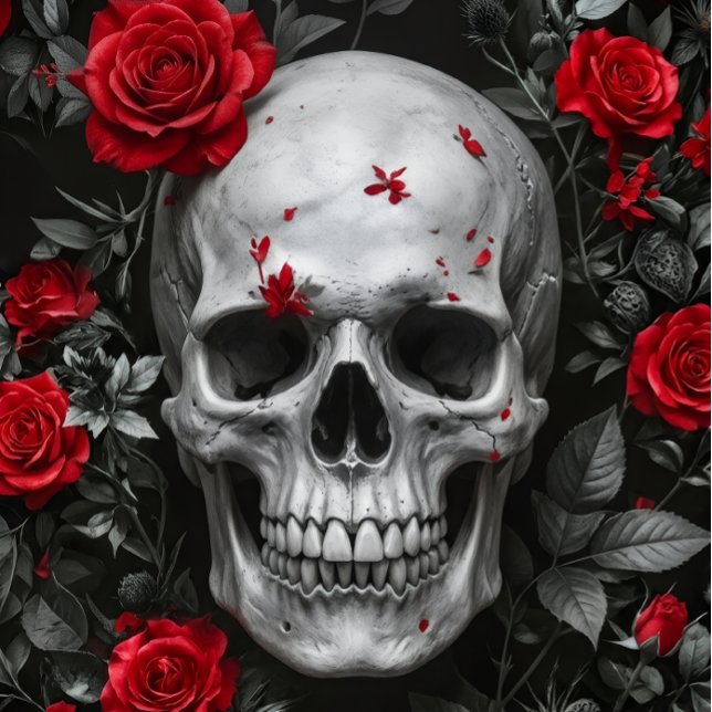Papier Mousseline Red Red Roses Skull – Decoupage Paper (Créateur téléchargé)
