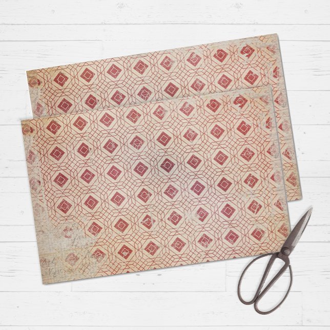 Papier Mousseline Red Retro en détresse (Add a little art deco flair to your wrapping and craft projects with this distressed tissue paper.)