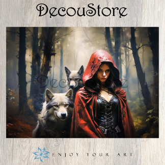 Papier Mousseline Red Riding Hood and the Silent Wolves Decoupage