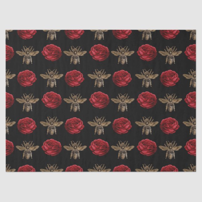 Papier Mousseline Red Rose Bee Series Design 16 papier tissu (Recto)