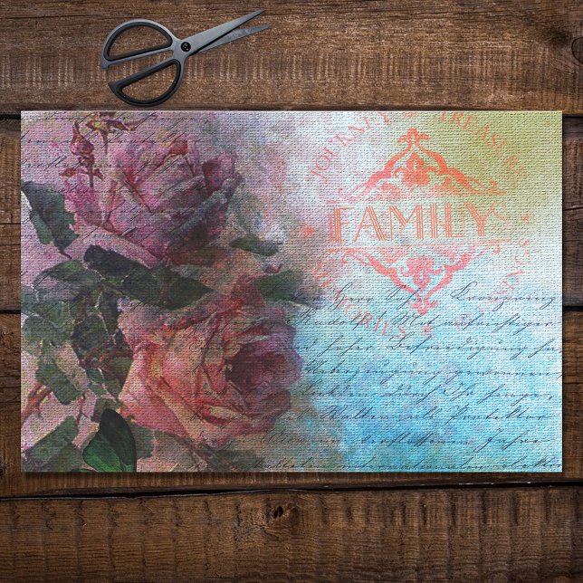 Papier Mousseline Red Rose Floral Famille Ephémère Découpage (Créateur téléchargé)