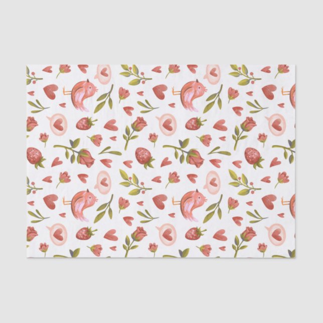 Papier Mousseline Red Roses Coeur Motif Saint Valentin (Recto)