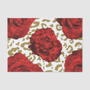 Papier Mousseline Red Roses Gold Cheetah Leopard Poster de animal Pa