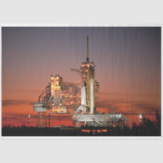 Papier Mousseline Red Sky for Space Shuttle Atlantis Launch (Recto)