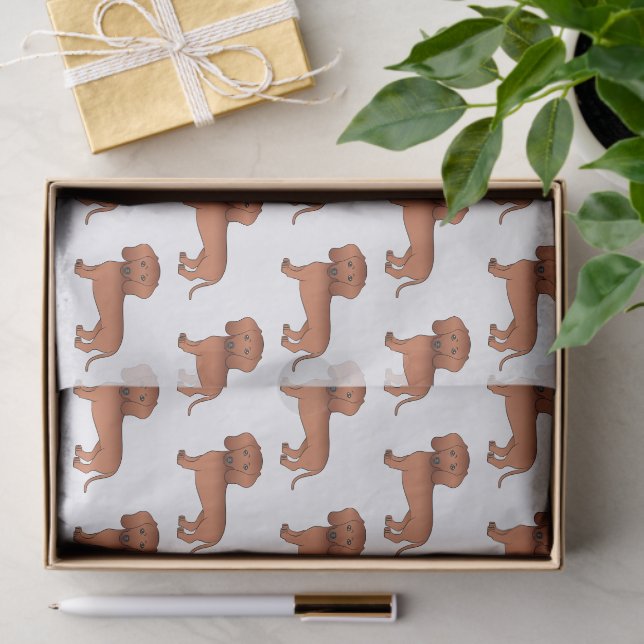 Papier Mousseline Red Smooth Coat Dachshund mignon chien Motif (Cadeau)