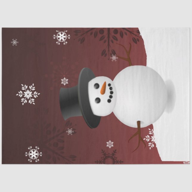 Papier Mousseline Red Snowman hiver scène Noël Tissu papier (Recto)