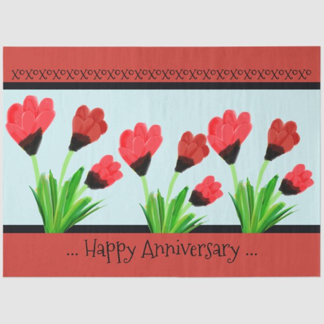 Papier Mousseline Red Tulip Bonne Anniversaire Tissu papier (Recto)
