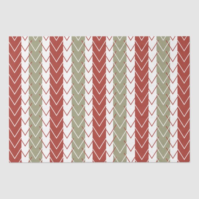 Papier Mousseline Red Turquoise Chevron Stripe (Recto)