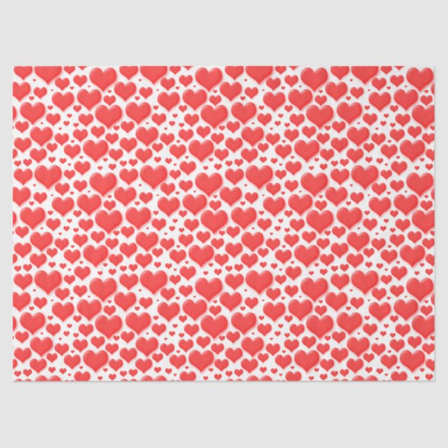 Papier Mousseline Red Valentine Hearts Motif flottant (Recto)