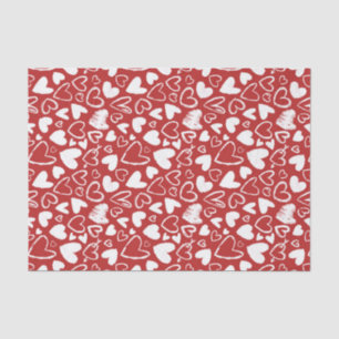 Papier Mousseline Red White Chalk Coeur mignon Motif Saint Valentin