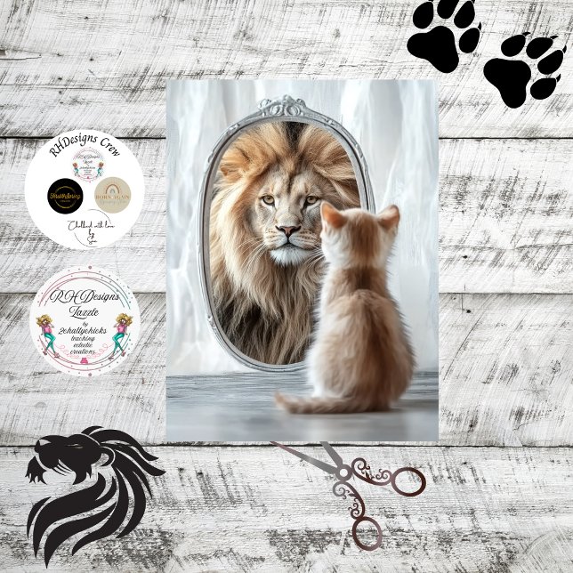 Papier Mousseline Reflet de découpage de chaton et lion soi-même  (Créateur téléchargé)