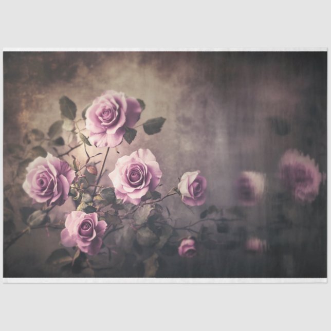 Papier Mousseline Reflets de roses, lac éthéré et floral (Recto)