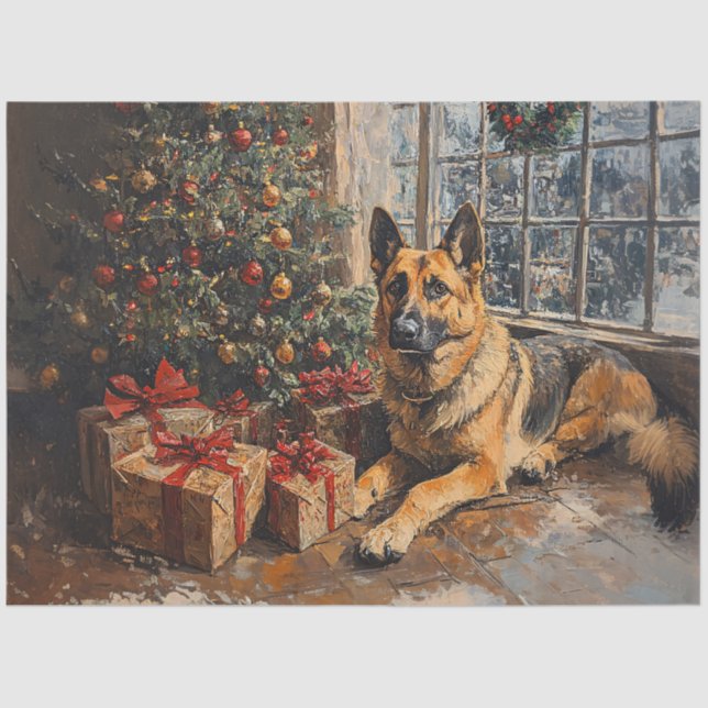 Papier Mousseline Regal German Shepherd Découpage de Noël (Recto)