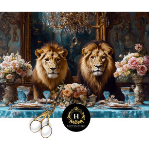 Papier Mousseline Regal Lion Couple Rose Mariage banquet Découpage