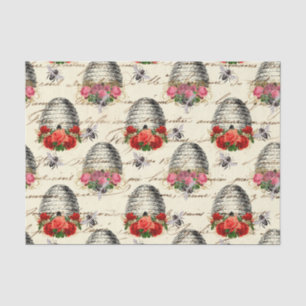 Papier Mousseline Regal Queen Bee, Beehive & Red Roses
