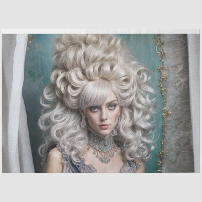 Papier Mousseline Regal Rococo Lady Decoupage | français vintage (Recto)