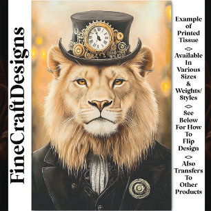 Papier Mousseline Regal Victorian Steampunk Lion Black AB8 Découpage