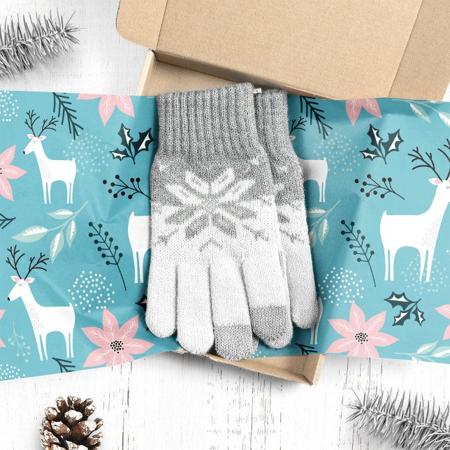 Papier Mousseline Reindeer Floral Poinsettia Noël lunaire (Créateur téléchargé)