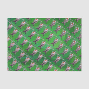 Papier Mousseline Reindees Noël Sur Vert