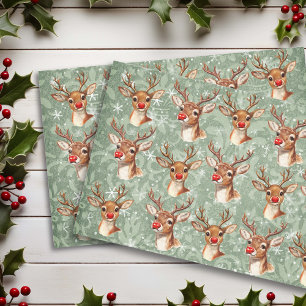 Papier Mousseline Reinder rouge dénouer Damas Vintages