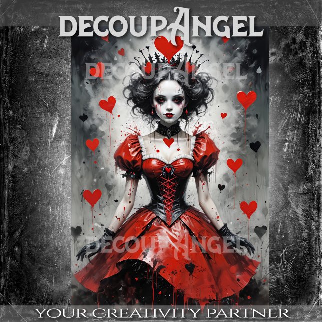 Papier Mousseline Reine des Coeurs #2 - Découpage- (Créateur téléchargé)