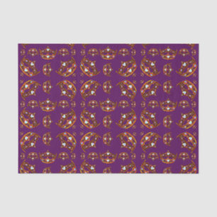 Papier Mousseline Reine des Coeurs Couronnes d'or Tiaras tissu pourp