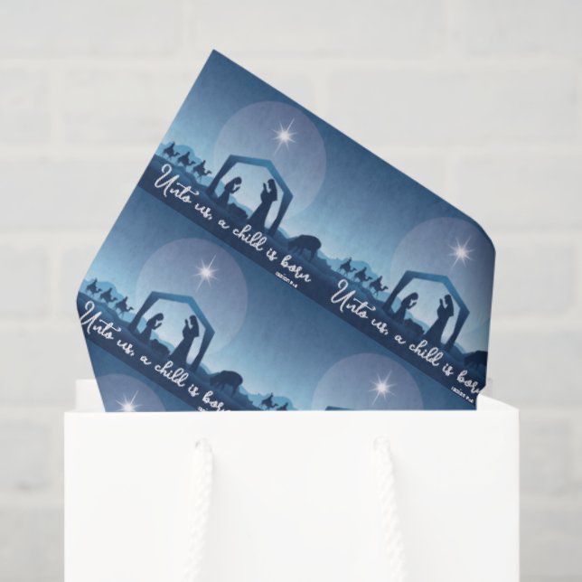 Papier Mousseline Religious Christmas Nativity Scene Pattern (Sac cadeau)