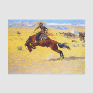 Papier Mousseline Remington Old West Horse et Cowboy