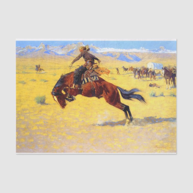 Papier Mousseline Remington Old West Horse et Cowboy (Recto)