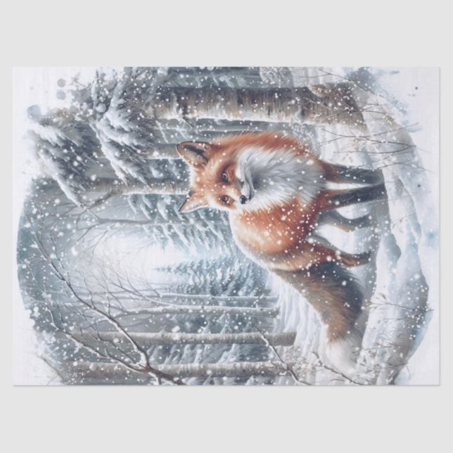 Papier Mousseline Renard d'hiver du bois (Recto)