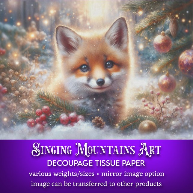 Papier Mousseline Renard d'hiver Renard de Noël Woodland Découpage (Créateur téléchargé)