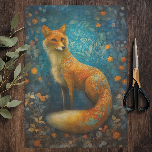 Papier Mousseline Renard forestier décoratif (Elegant Woodland Fox Tissue Paper)