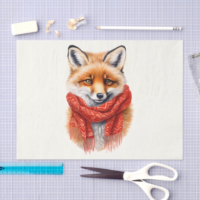 Papier Mousseline Renard mignon dans une image d'automne avec une éc (Artisanat)