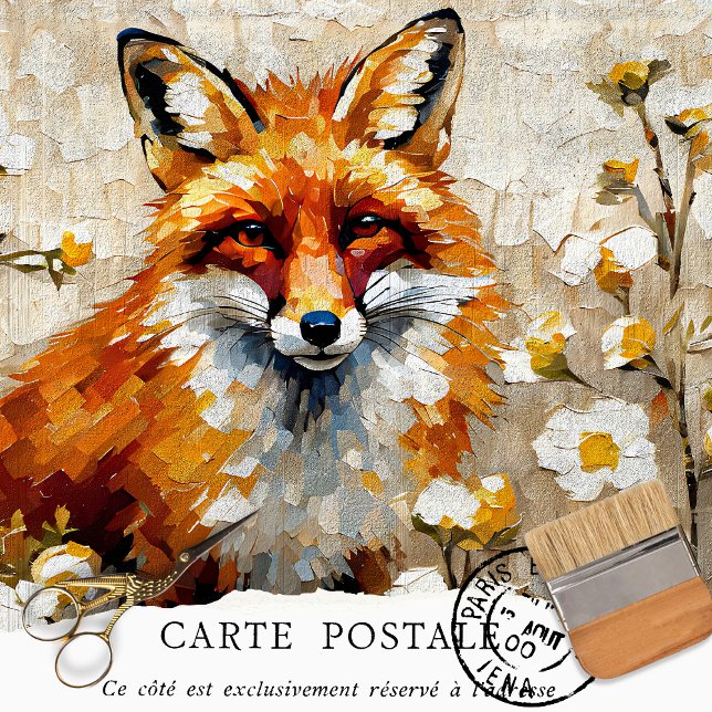 Papier Mousseline Renard rustique vintage découpage (Créateur téléchargé)