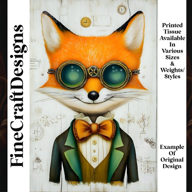Papier Mousseline Renard Steampunk Avec Lunettes Jacket Cravate M3 D (Créateur téléchargé)
