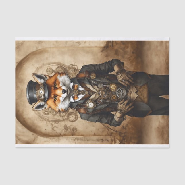 Papier Mousseline Renard vapeur de découpage vintage (Recto)